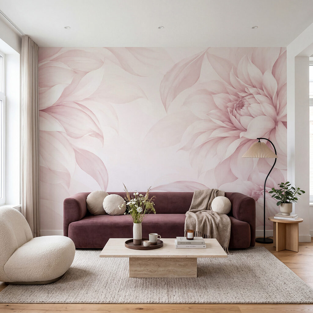 Große Blüten am Rand in einem Interieur