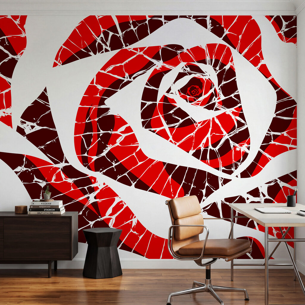 Rose aus Farbsplittern in einem Interieur