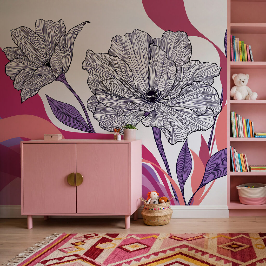 Blütenlinien über Farbwellen — Interieur 3