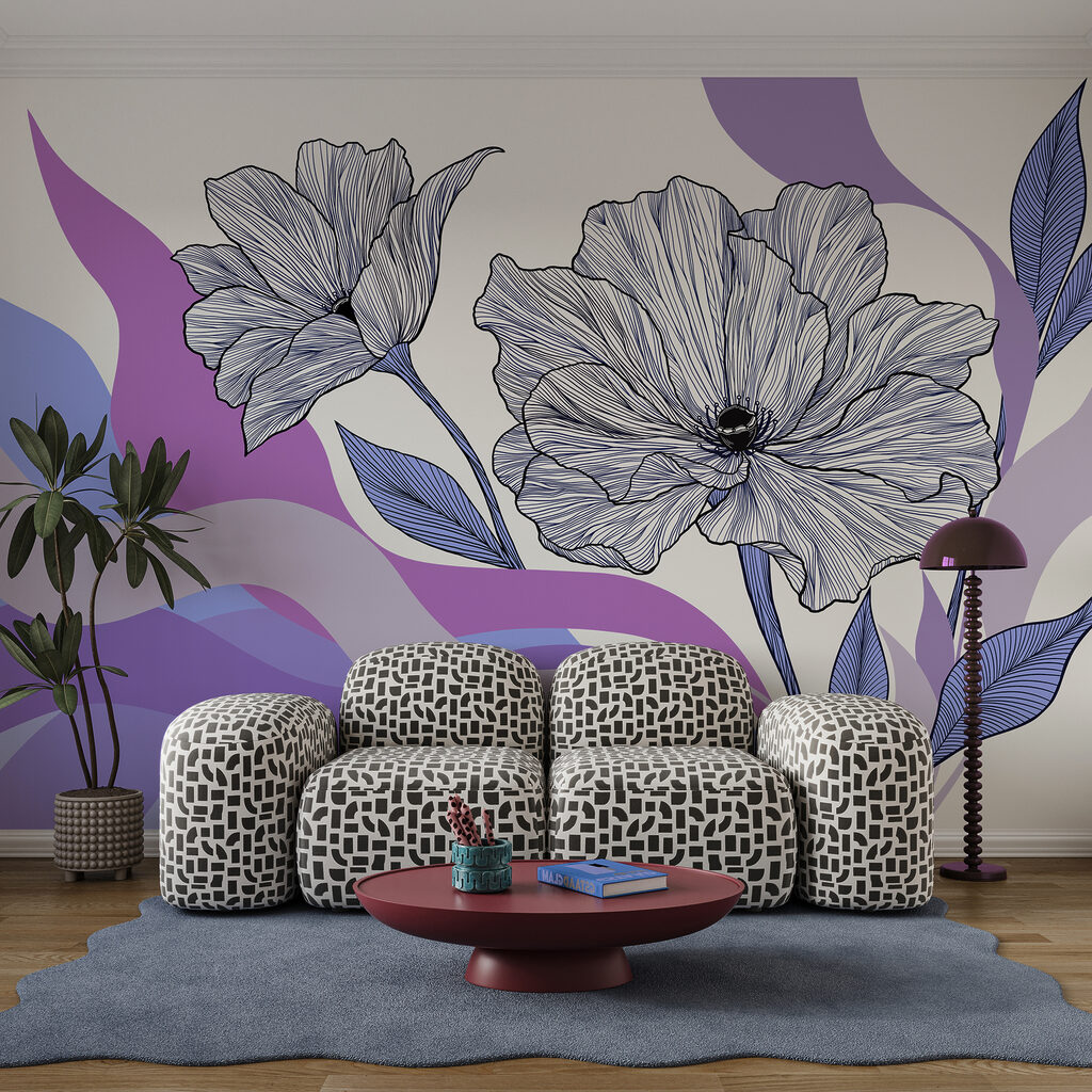 Blütenlinien über Farbwellen — Interieur 1