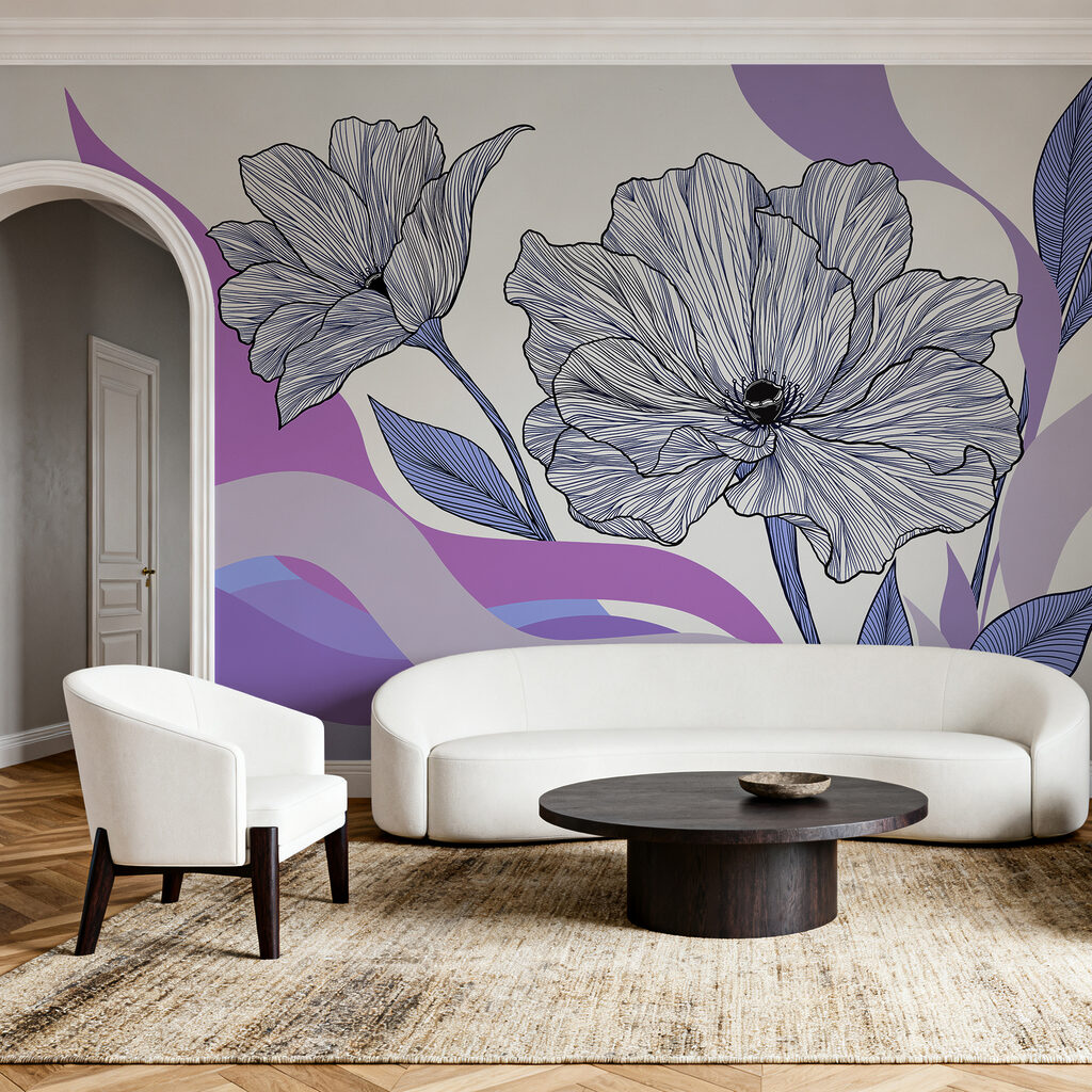 Blütenlinien über Farbwellen — Interieur 2