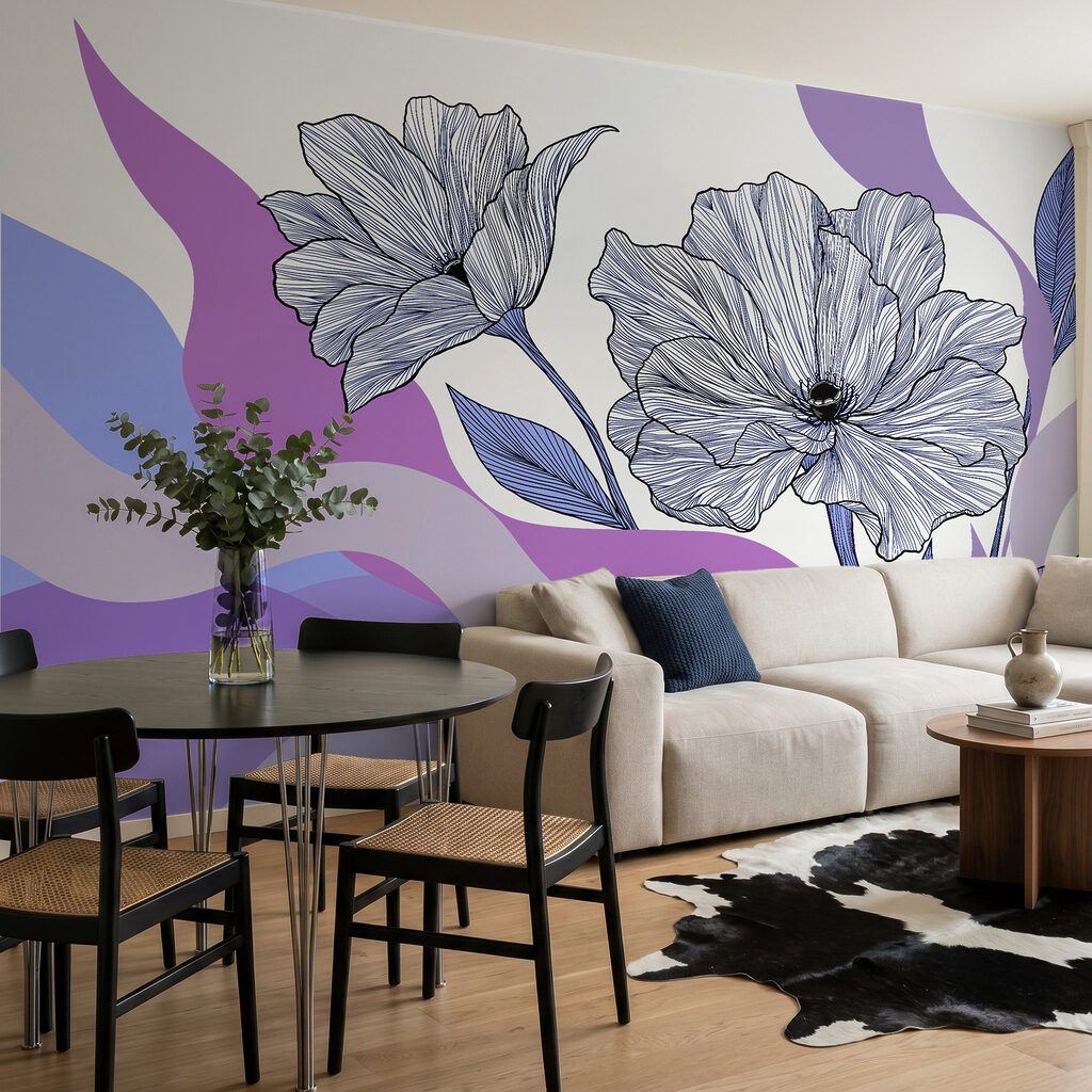 Blütenlinien über Farbwellen — Interieur 3