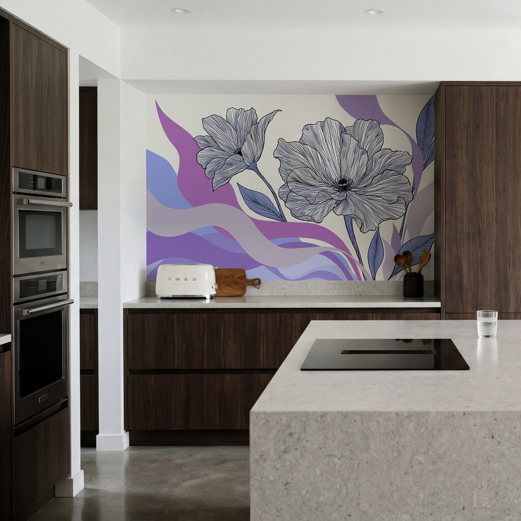 Blütenlinien über Farbwellen — Interieur 4