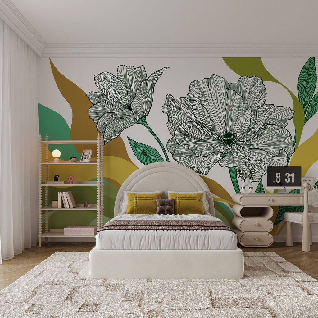 Blütenlinien über Farbwellen — Interieur 3