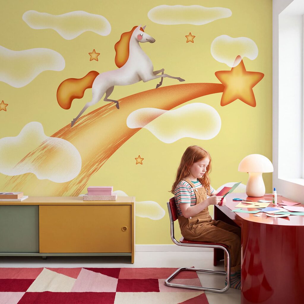 Einhorn und Sternschnuppe in einem Interieur