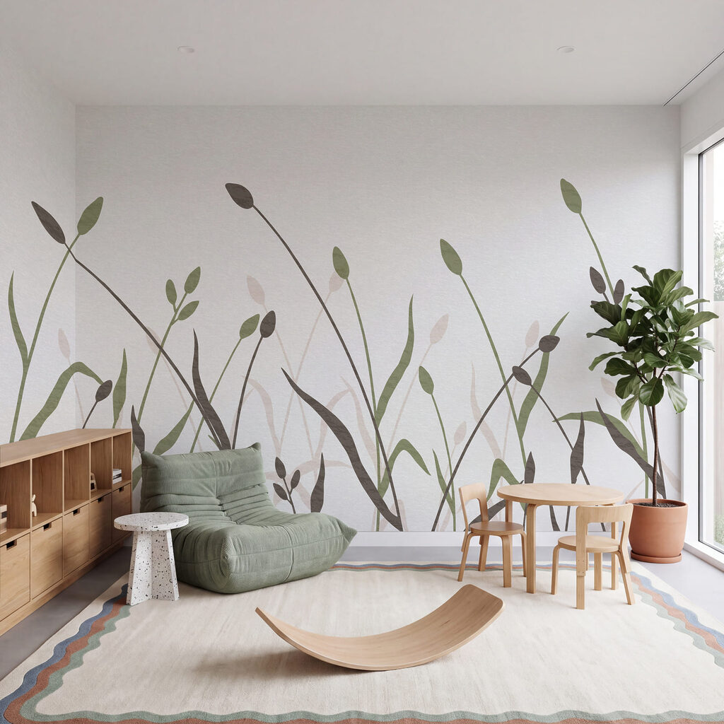 Wiese in feinen Linien in einem Interieur