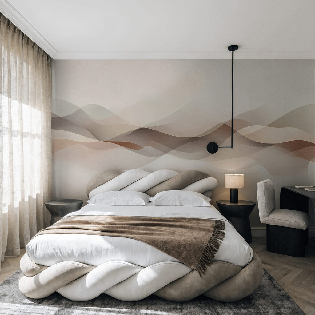 Durchscheinende Wellen am Horizont in einem Interieur