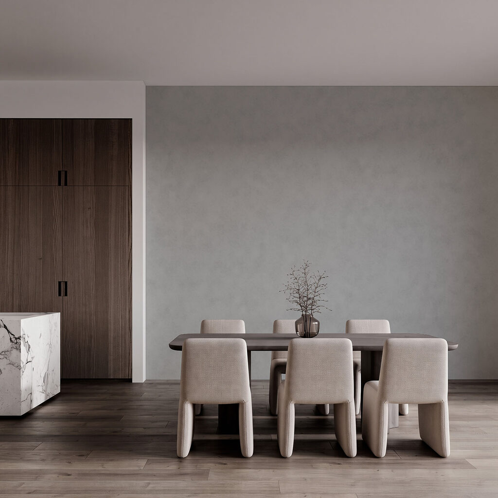 Graublauer Schleier in einem Interieur