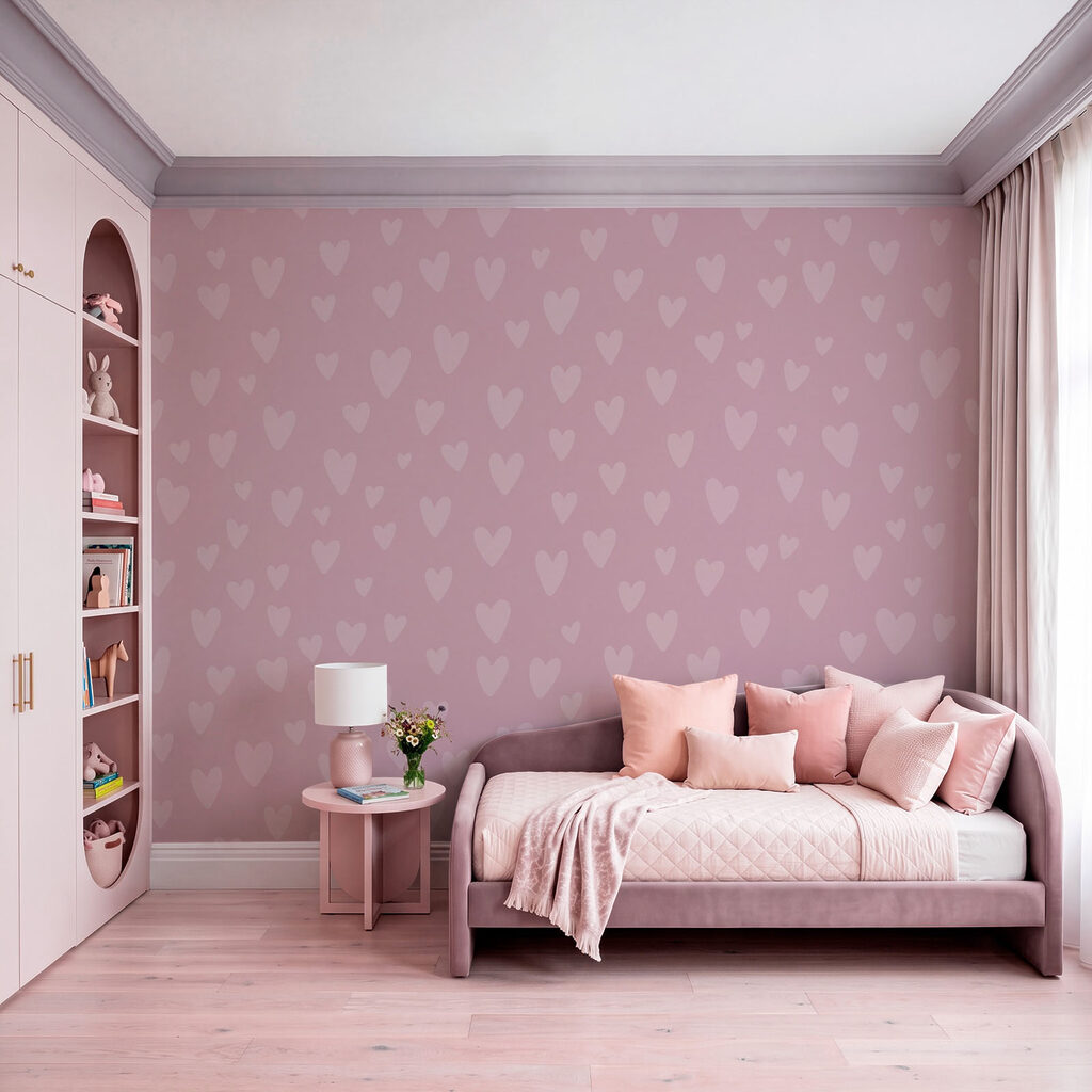 Herzchen in sanfter Wiederholung in einem Interieur