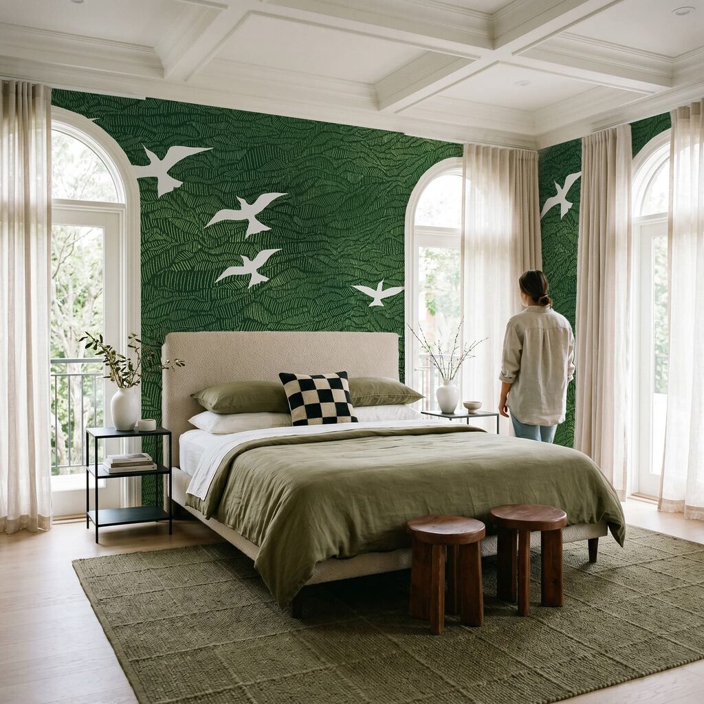 Weiße Vögel über Wellenlinien — Interieur 2