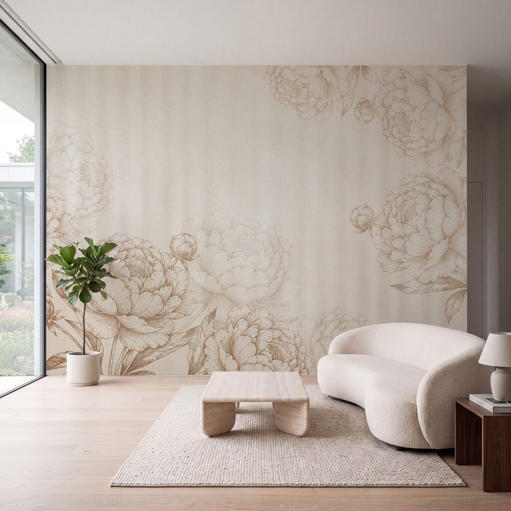 Blütenkonturen auf schmalen Streifen in einem Interieur