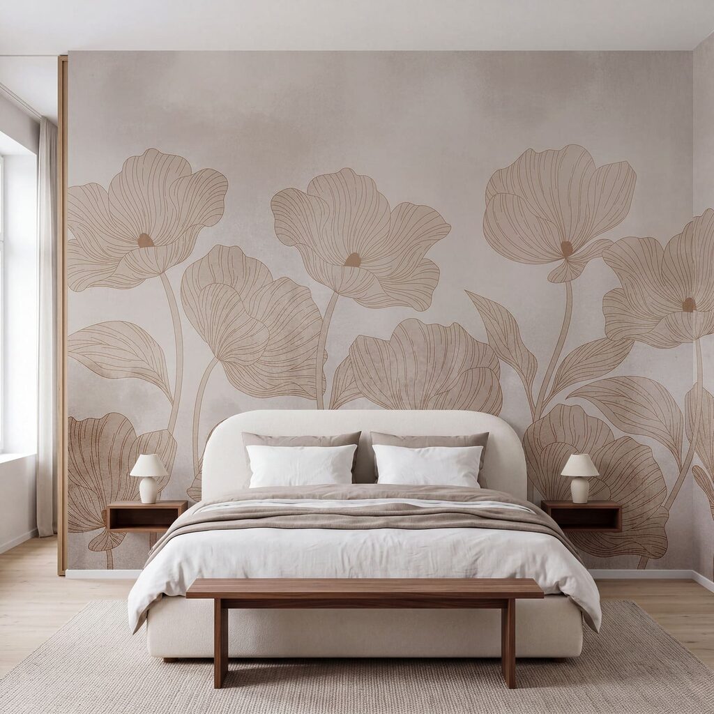 Blütenkelche mit feinen Adern in einem Interieur