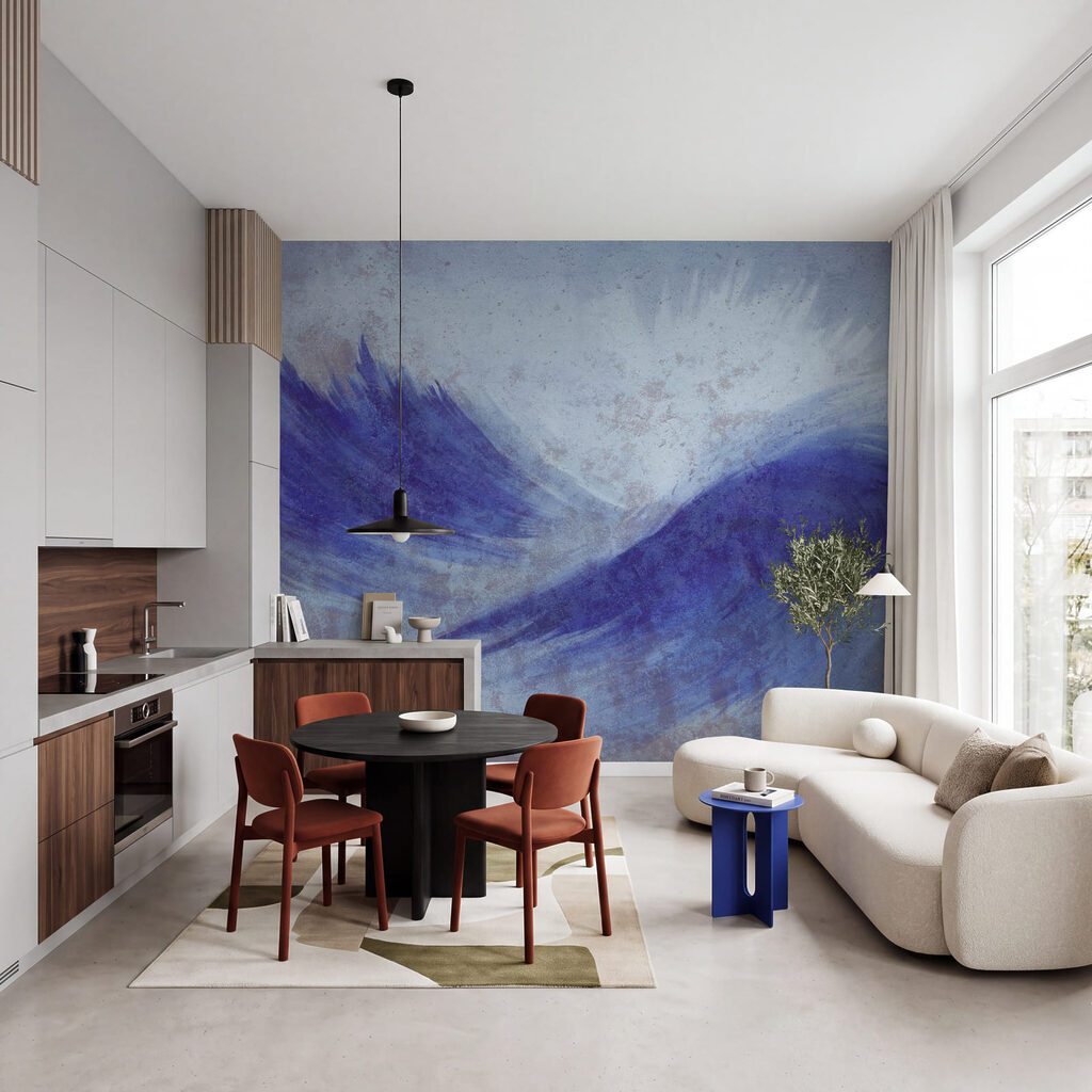 Zwei Flügel in Pinselstrichen in einem Interieur