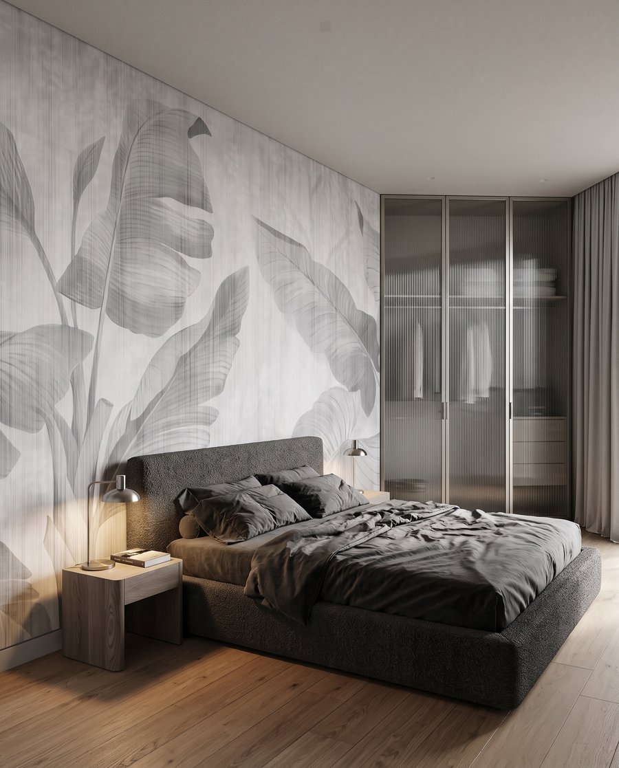 Blattschatten auf verwittertem Weiß — Interieur 2