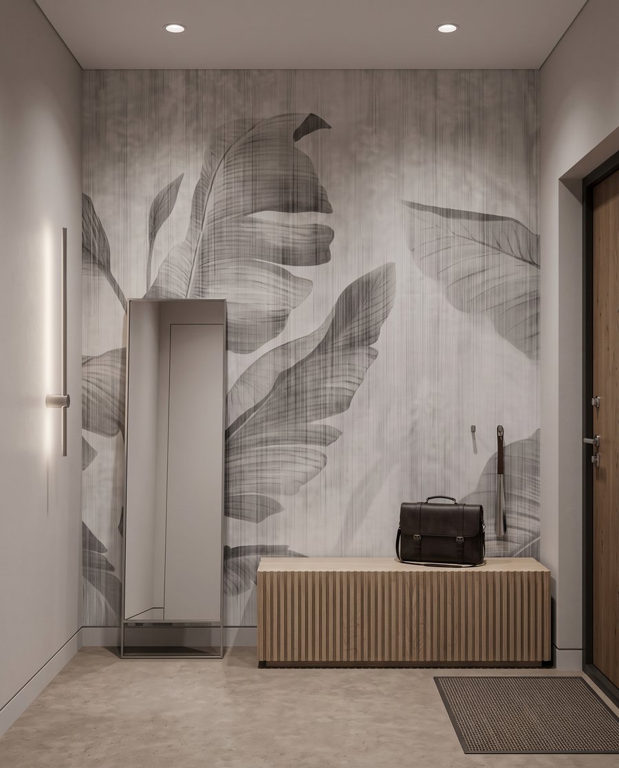 Blattschatten auf verwittertem Weiß — Interieur 5