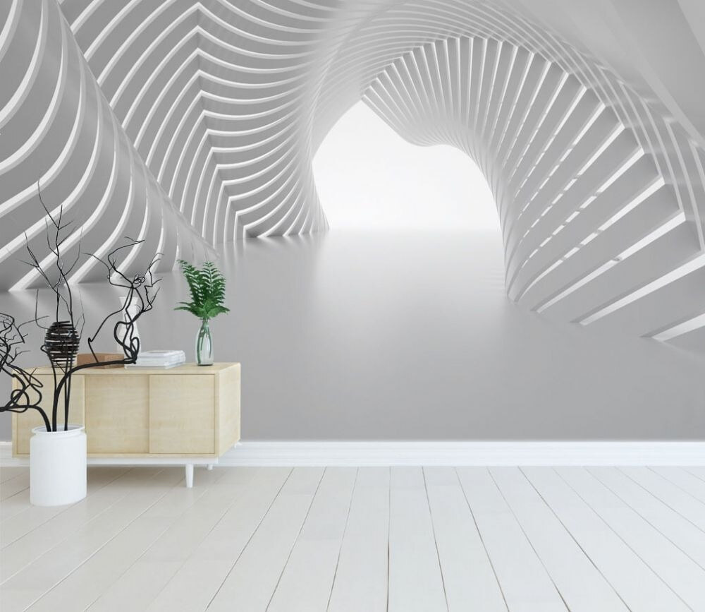 Tunnel aus hellen Rippen in einem Interieur