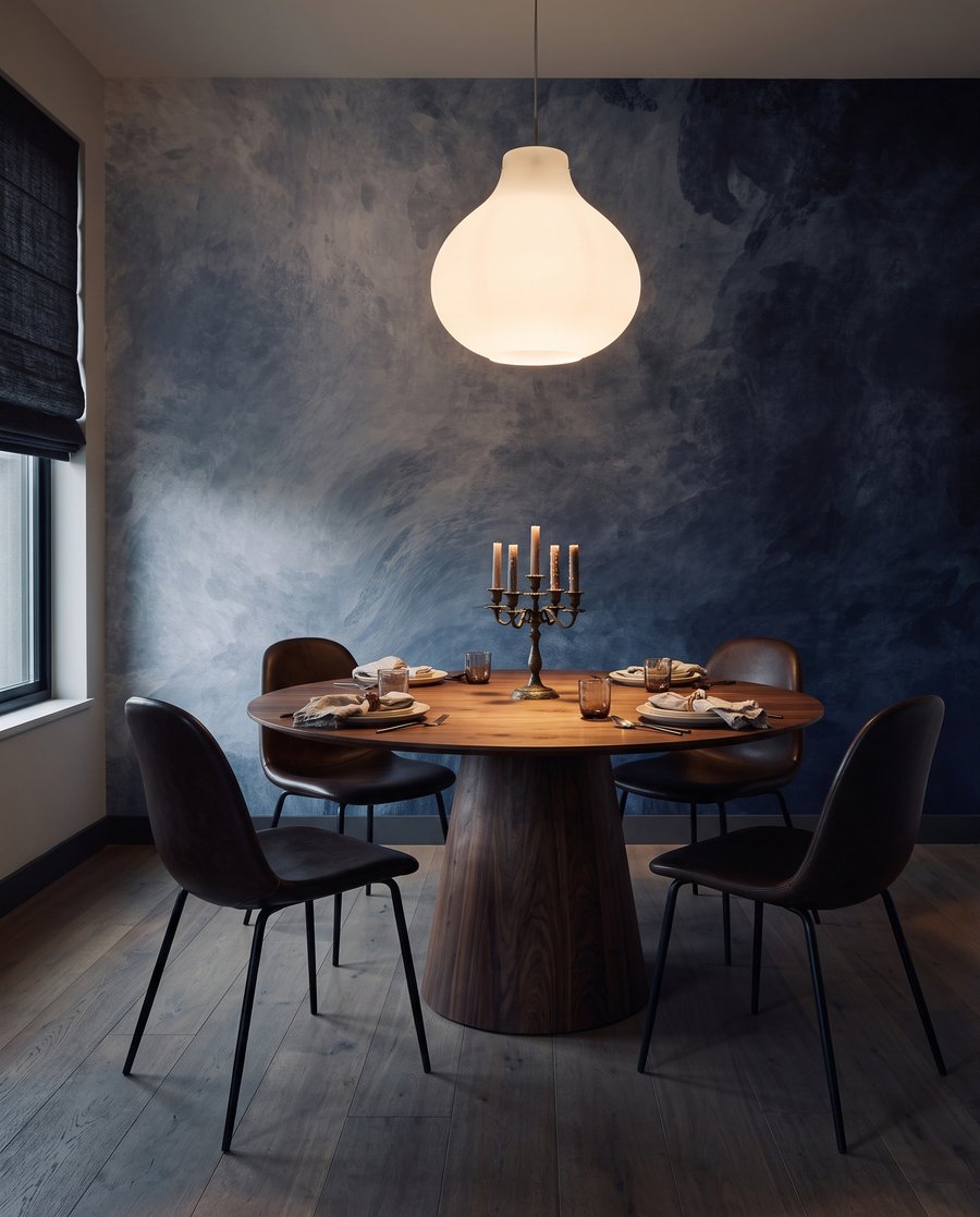 Blau verblasst zu Weiß in einem Interieur
