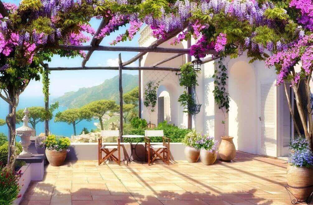 Unter der blühenden Pergola — ganzes Design