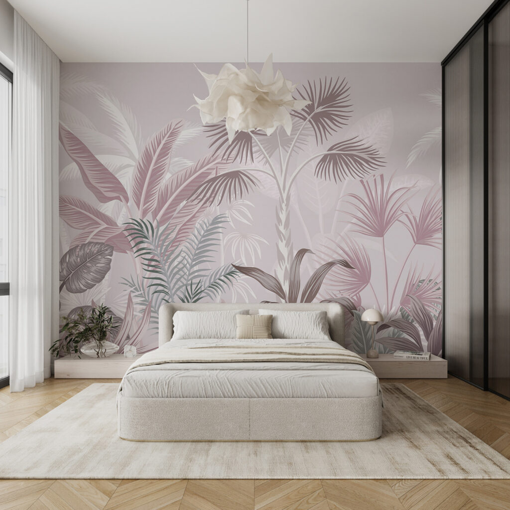 Tropengarten mit Blattadern in einem Interieur