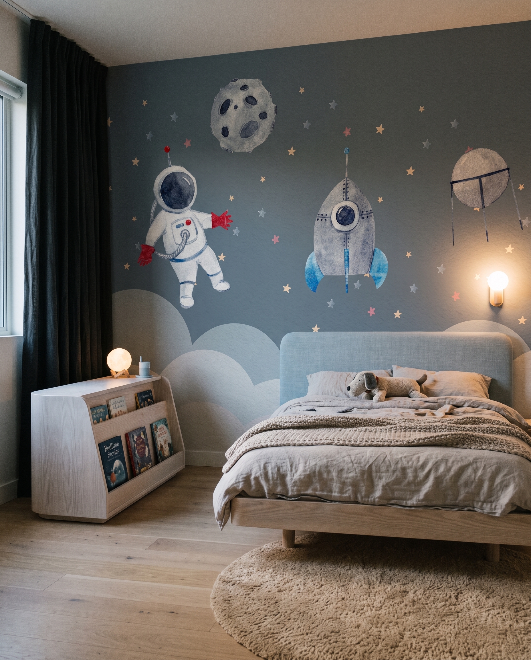Rakete über weichen Wolken in einem Interieur