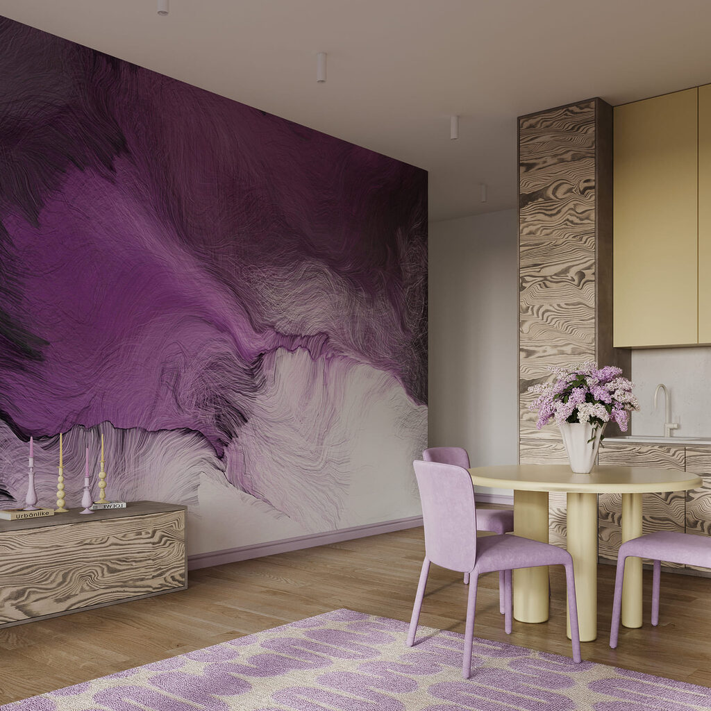 Violette Strömungen in einem Interieur