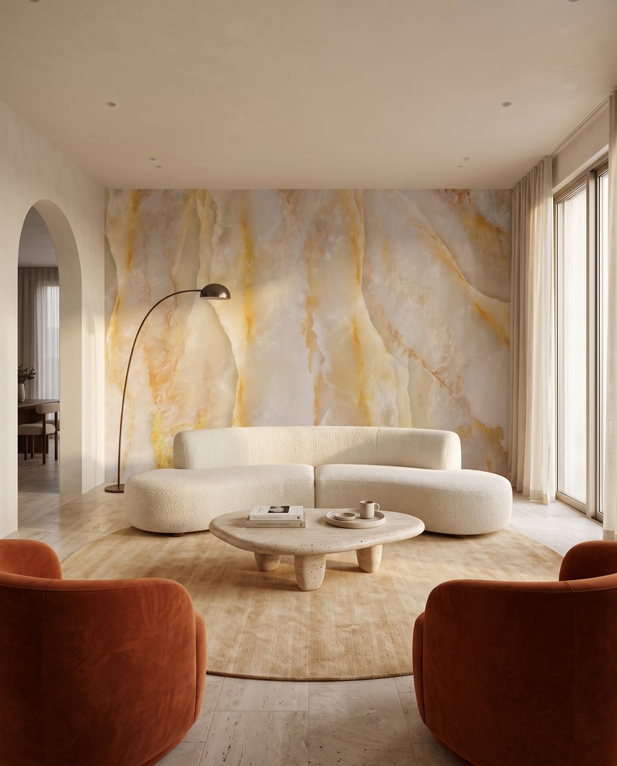 Goldene Adern in Weiß in einem Interieur
