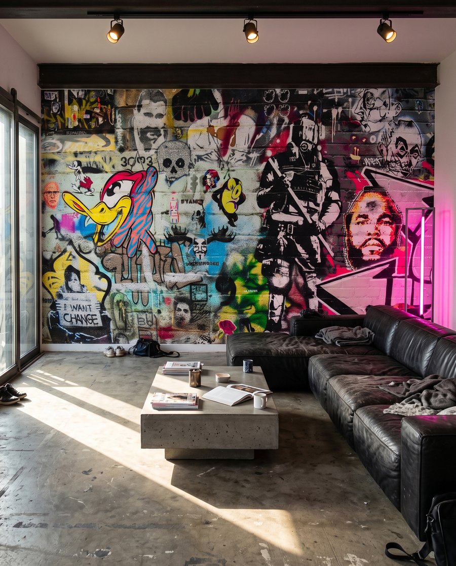 Urbane Collage in einem Interieur