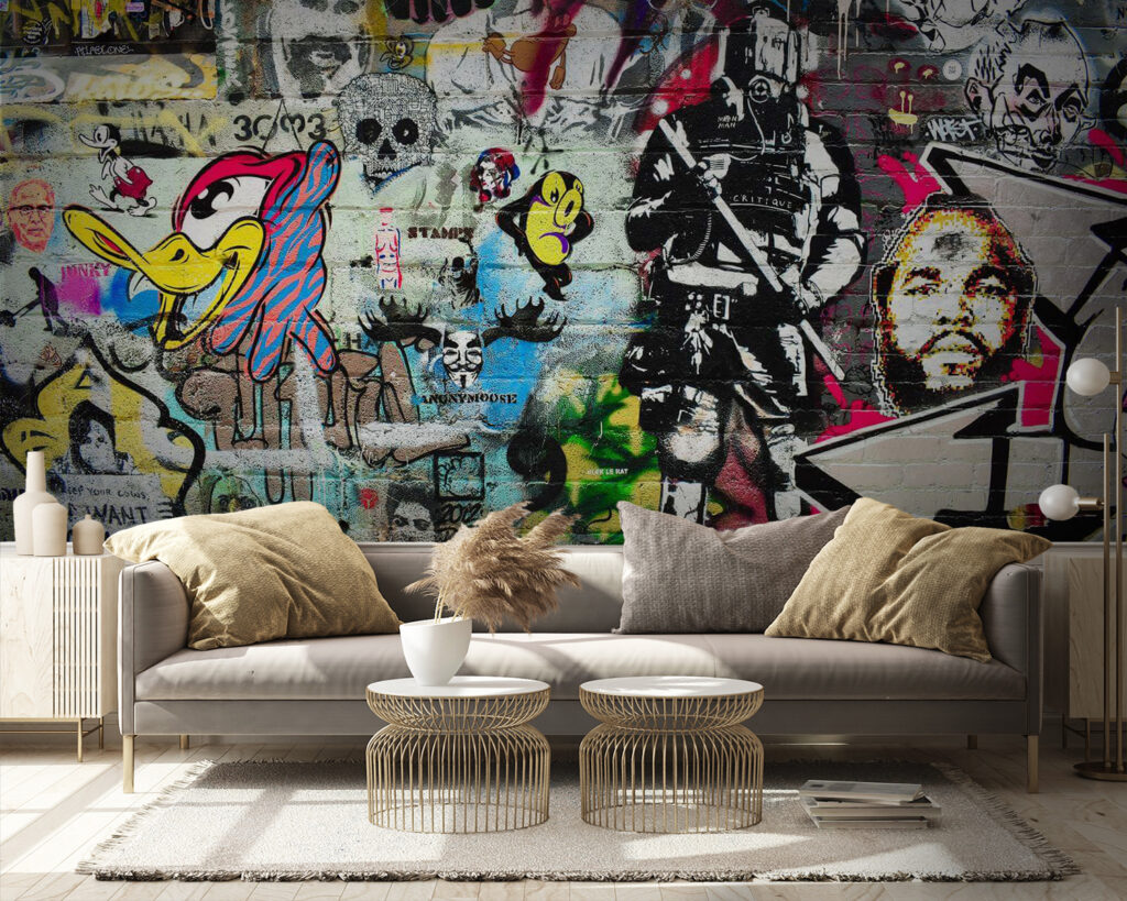 Urbane Collage in einem Interieur