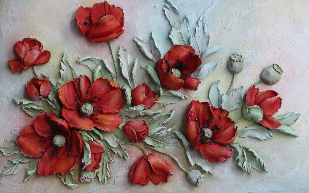 Gemalte rote Mohnblumen — ganzes Design
