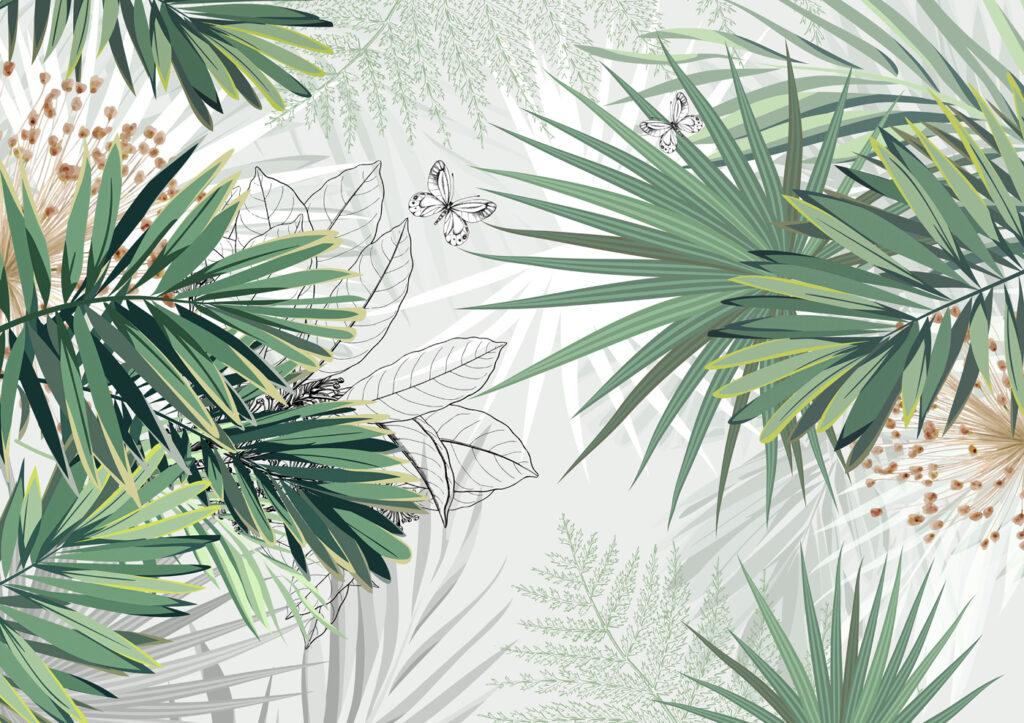 Zartes tropisches Blattwerk — ganzes Design