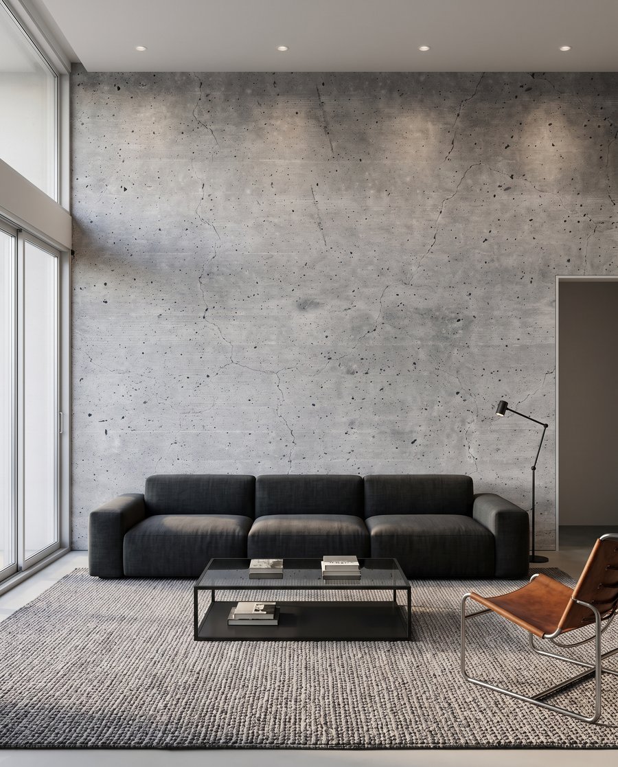 Betongrau mit feinen Spuren — Interieur 3