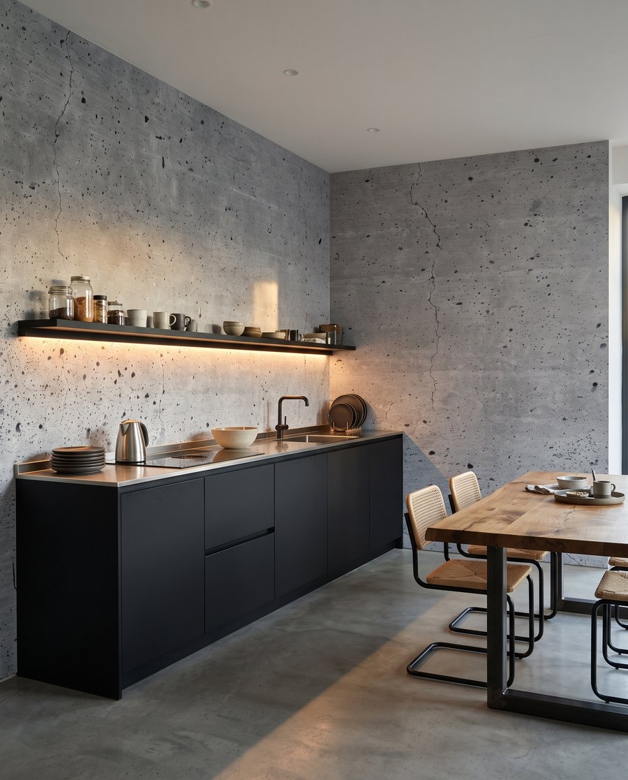 Betongrau mit feinen Spuren — Interieur 5