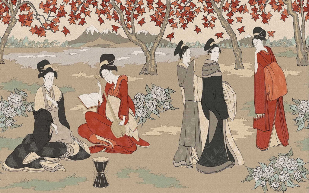 Frauen in japanischer Tracht — ganzes Design