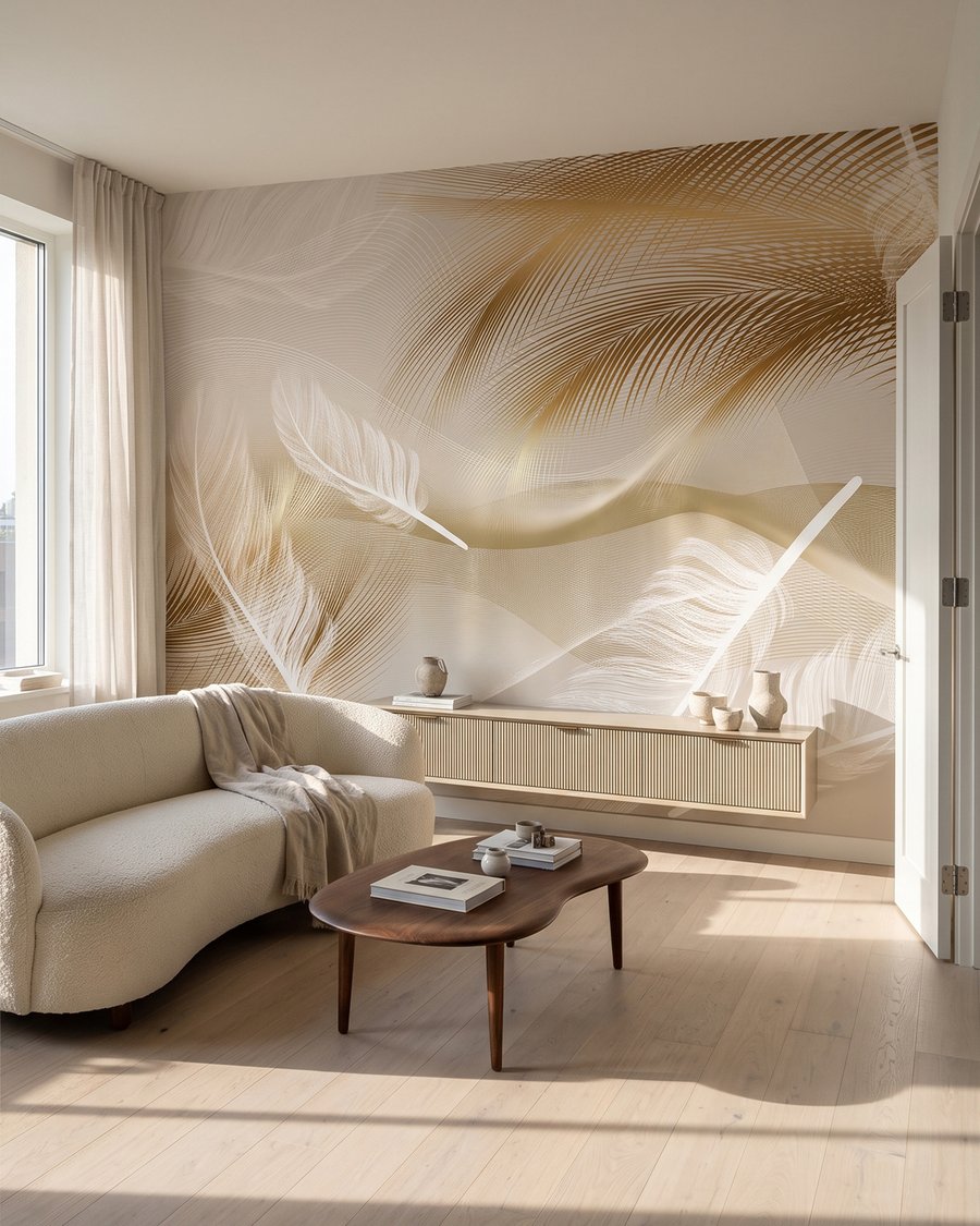 Federn im warmen Licht in einem Interieur