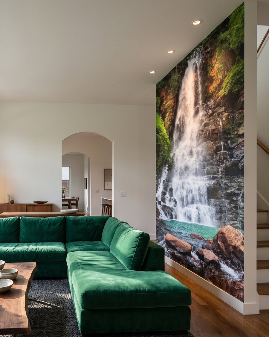 Wasserfall zwischen dunklen Felsen — Interieur 2