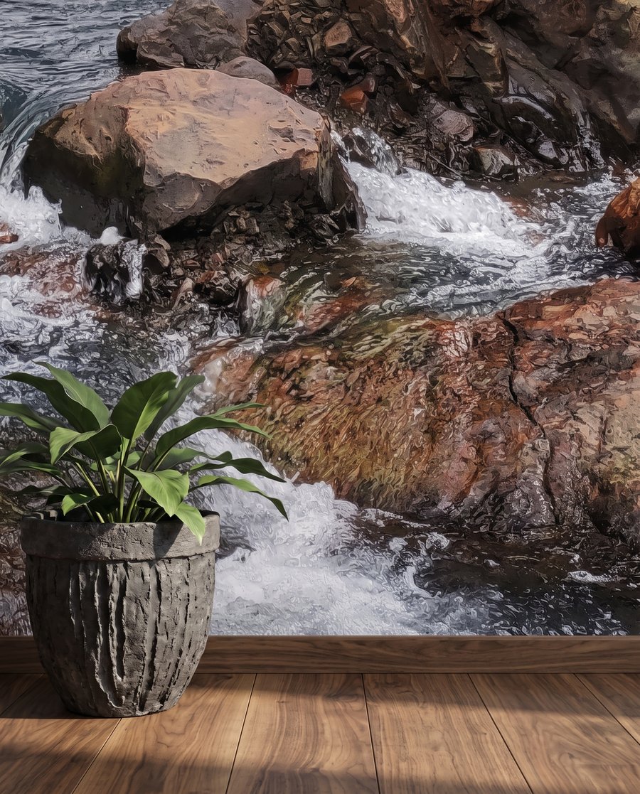 Wasserfall zwischen dunklen Felsen — Detail