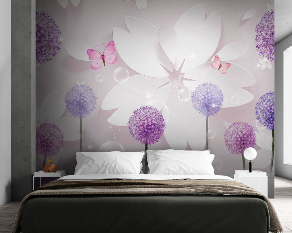Violette Blüten und Schmetterlinge — Interieur 2