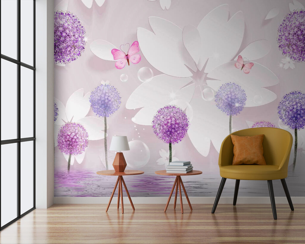 Violette Blüten und Schmetterlinge — Interieur 3