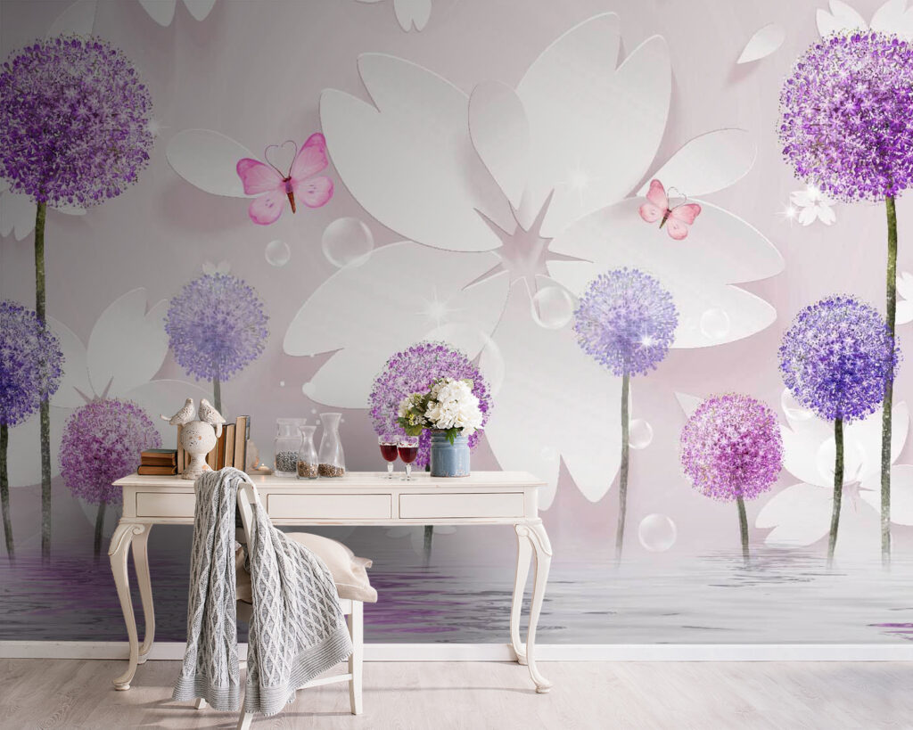 Violette Blüten und Schmetterlinge — Interieur 4