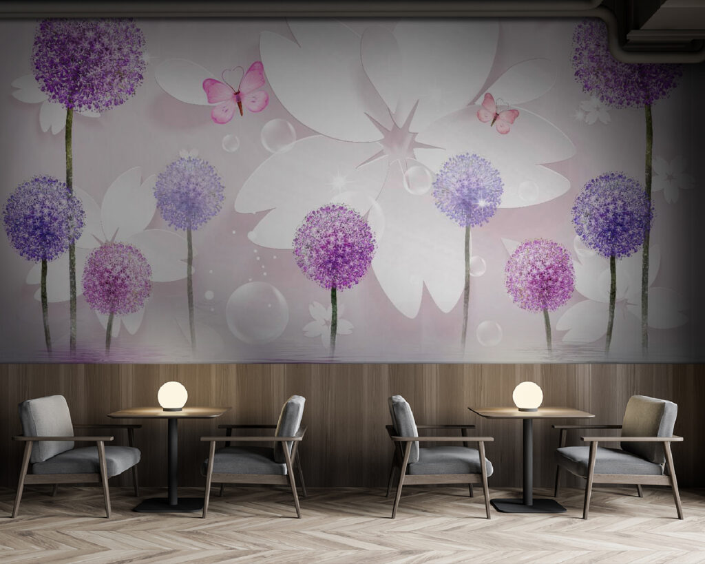 Violette Blüten und Schmetterlinge — Interieur 5