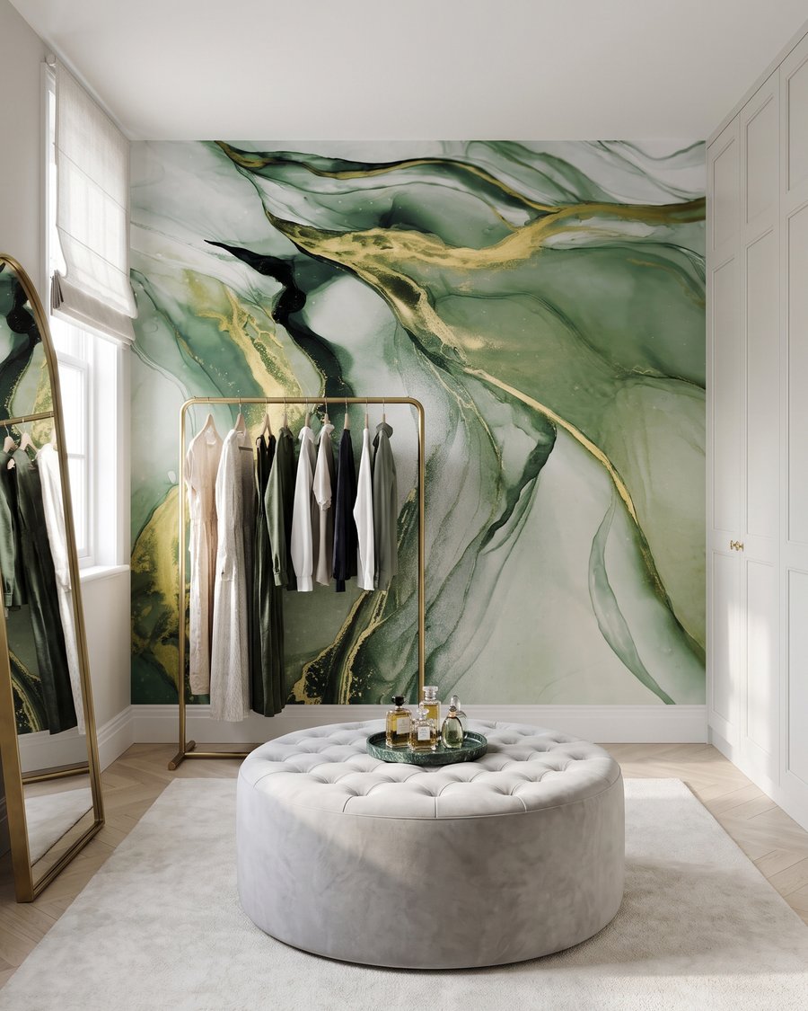 Goldadern in fließender Farbe in einem Interieur