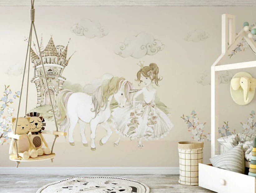 Prinzessin am Schloss in einem Interieur