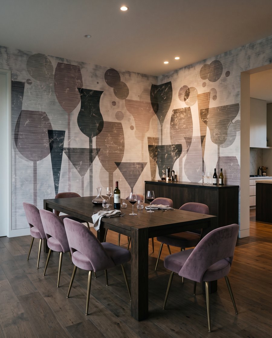 Sanfte Blütensilhouetten in einem Interieur