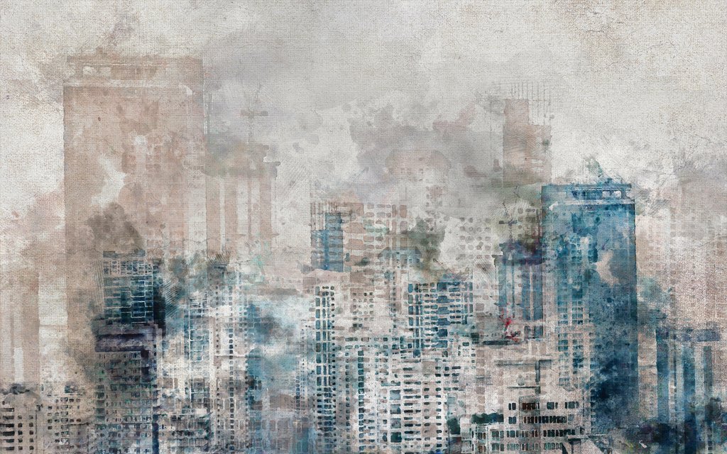 Skyline in grauen Schichten — ganzes Design