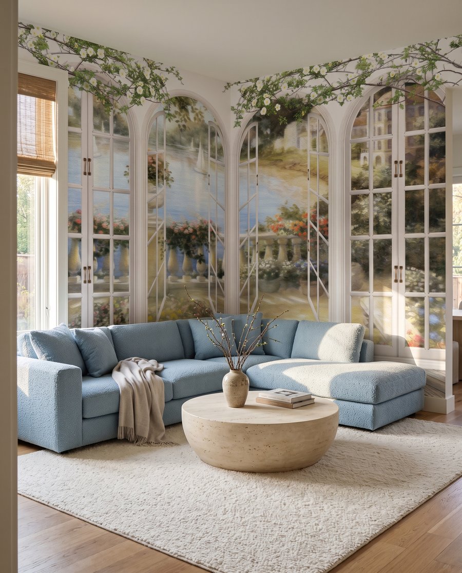 Blick in den Garten in einem Interieur