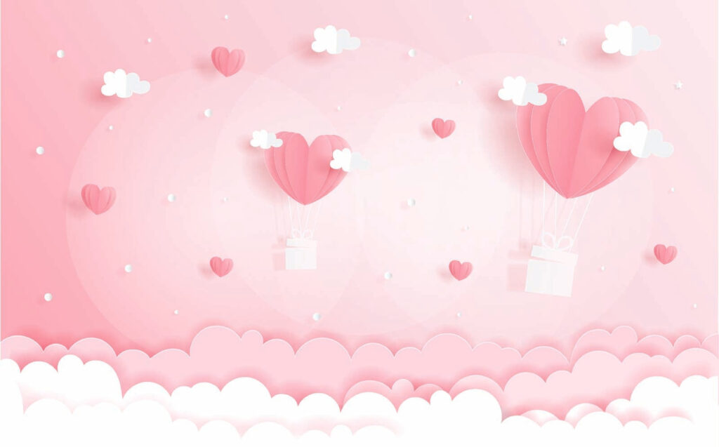 Rosa Ballons aus Papier — ganzes Design