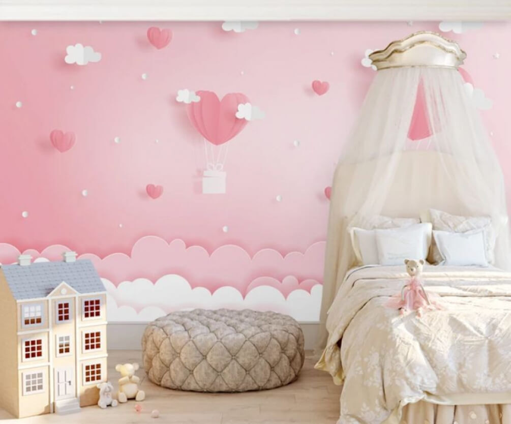 Rosa Ballons aus Papier — Interieur 1
