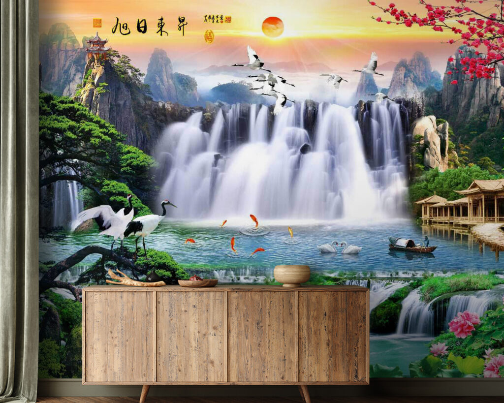 Wasserfälle und blühende Bäume — Interieur 2