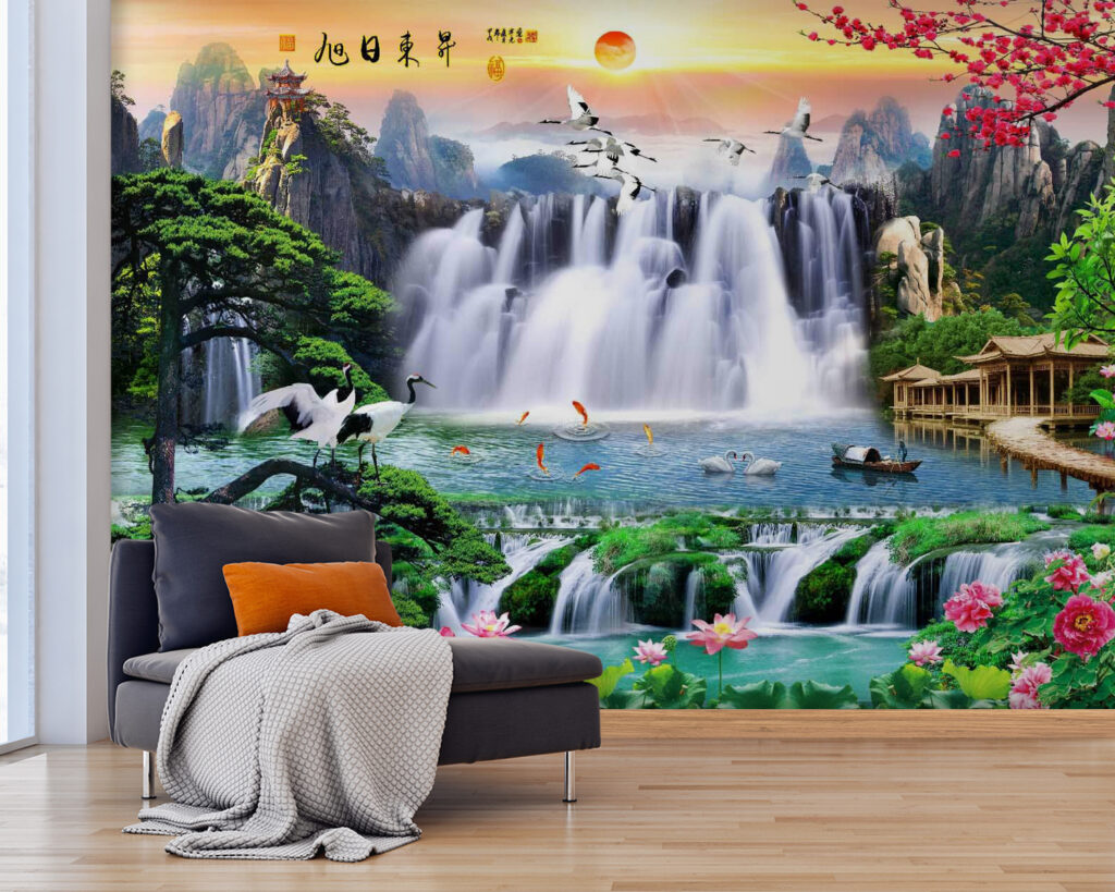 Wasserfälle und blühende Bäume — Interieur 1
