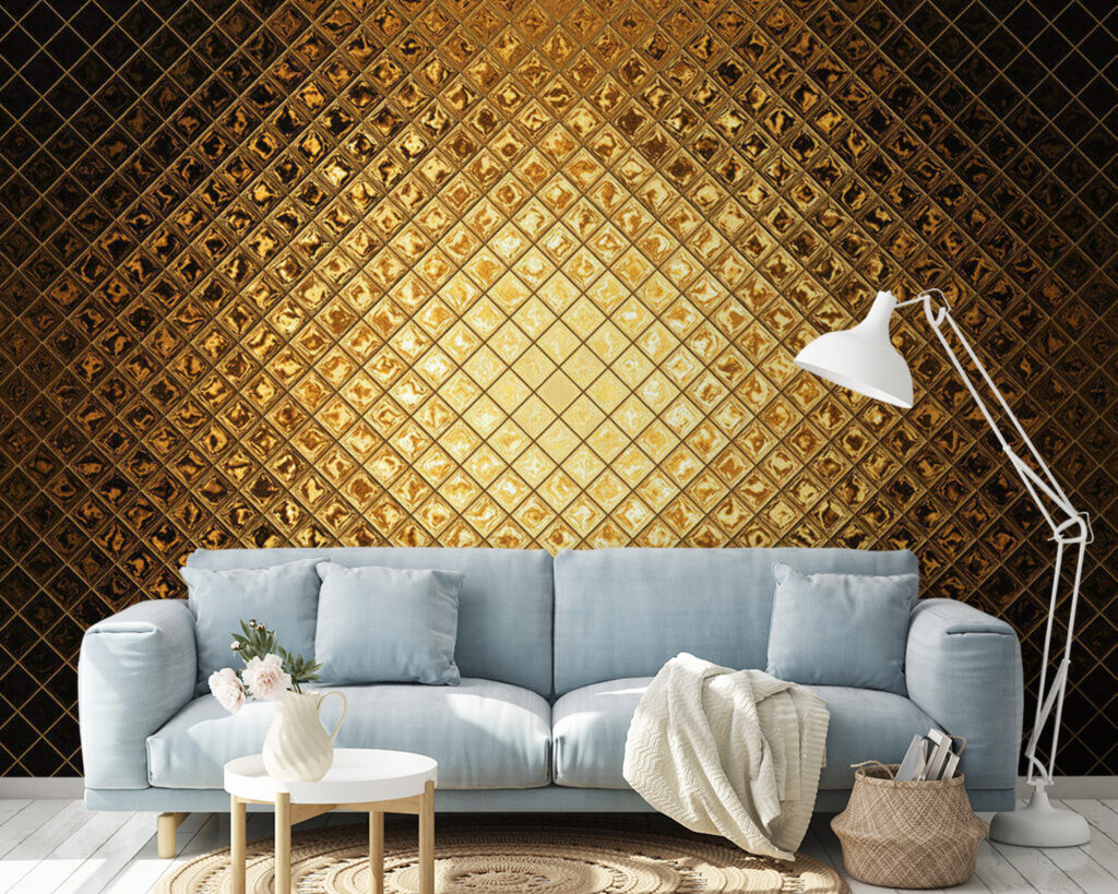 Goldenes Raster voller Licht in einem Interieur